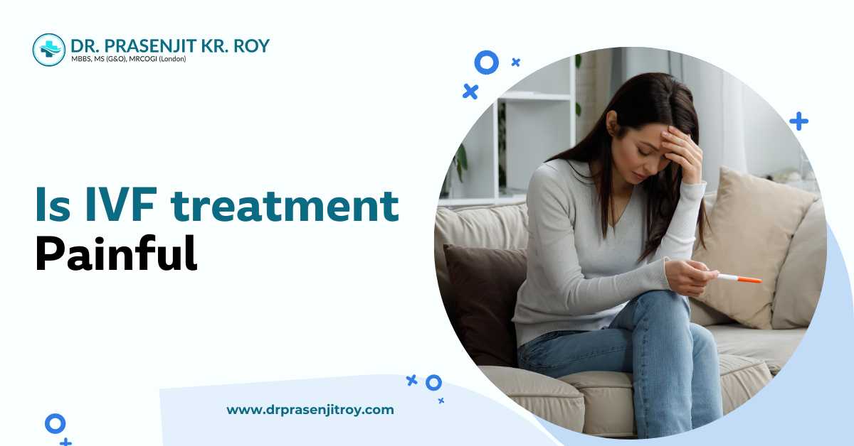 Woman worried about pregnancy test and IVF treatment pain consulting IVF specialist in Siliguri